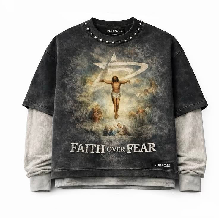 Faith Over Fear Retro Crewneck